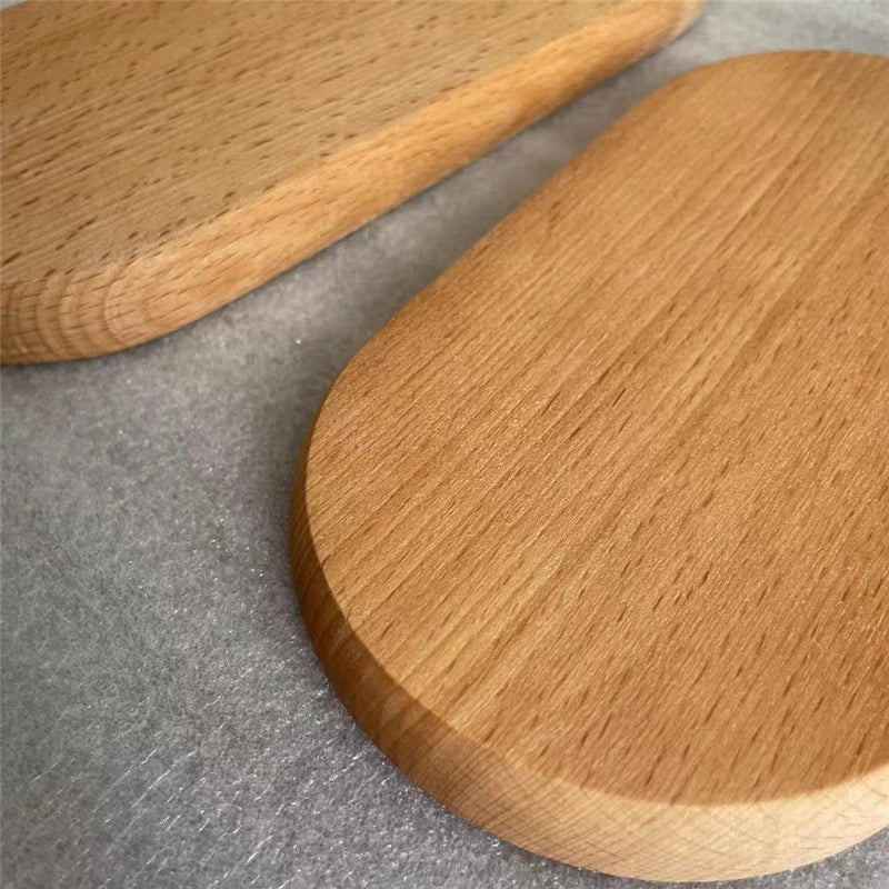 BWRMHME Mini Serving Tray for Jewellery Key Coin Set of 2, Oval Wood Natural Dessert Cup Tray, Small Wooden Cheese Plate, Tableware Decorative Tray - Image 5